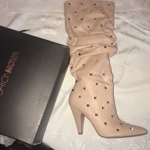 Blush Studded tall boots